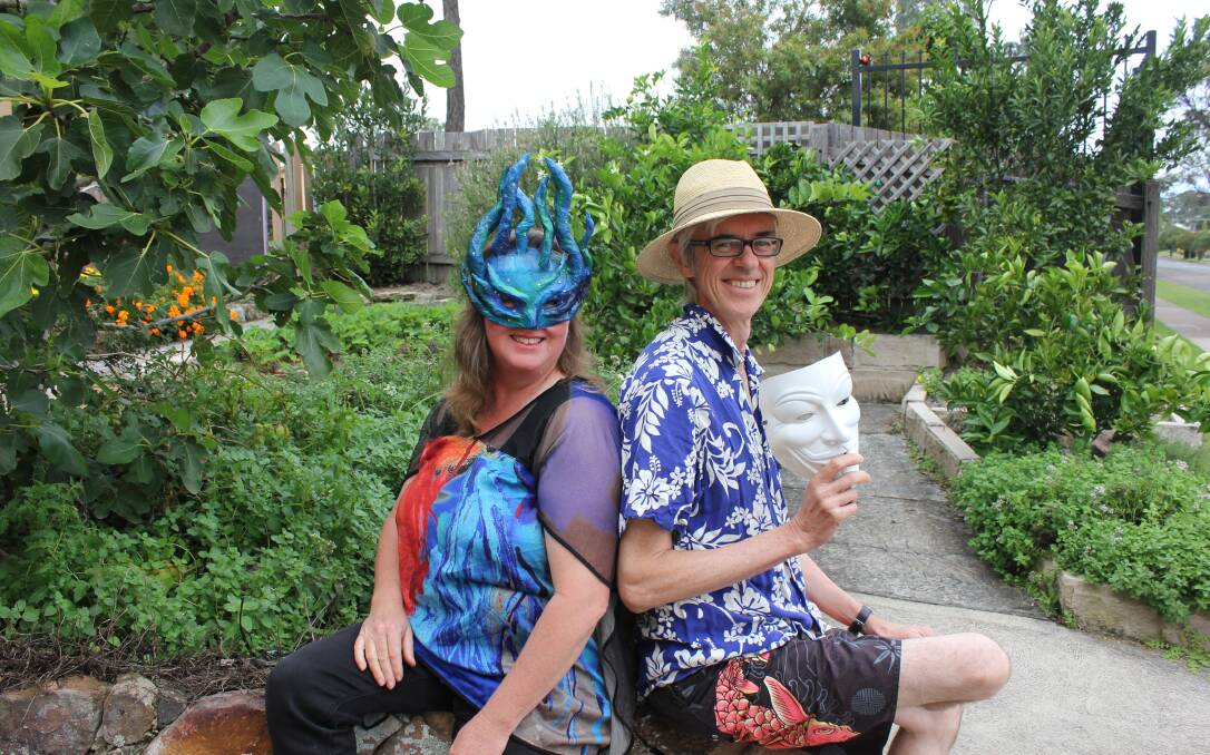 MASKS at the ready: Jane Richens and John O'Brien from the Dungog Community College with some masks. A limited number of early bird tickets go on sale April 24.