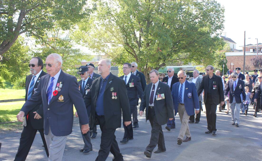 The Dungog 2017 Anzac Day march led by RSL sub branch members.
