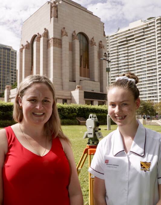 WOMEN AT WORK: Narelle Underwood the NSW Surveyor General (the first female to hold the position) with Michaela Lawrence from Dungog High School.