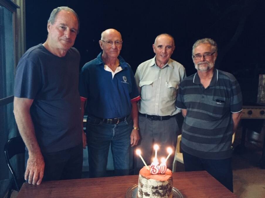 ANNIVERSARY: Pictured at the Flat Tops 30th birthday celebrations last year are Captain, Brian Atkins, Life Member and Founding Captain John Maher, President William Flannery and Secretary/Treasurer Colin Norman.