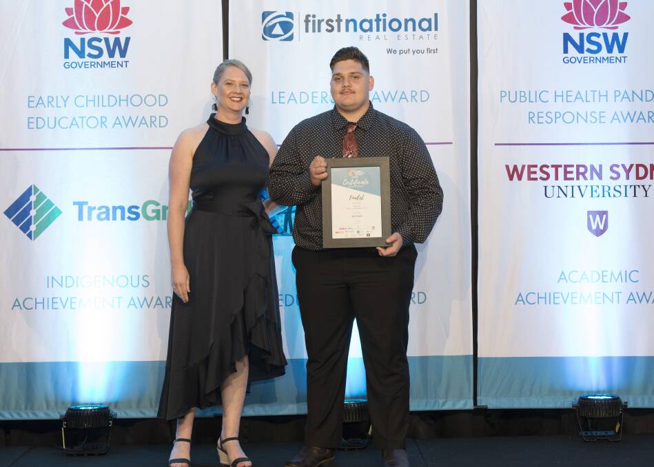Role model: Sam Russell was presented as a finalist in the TransGrid Indigenous Achievement Award by Heather Wagland, TransGrid.