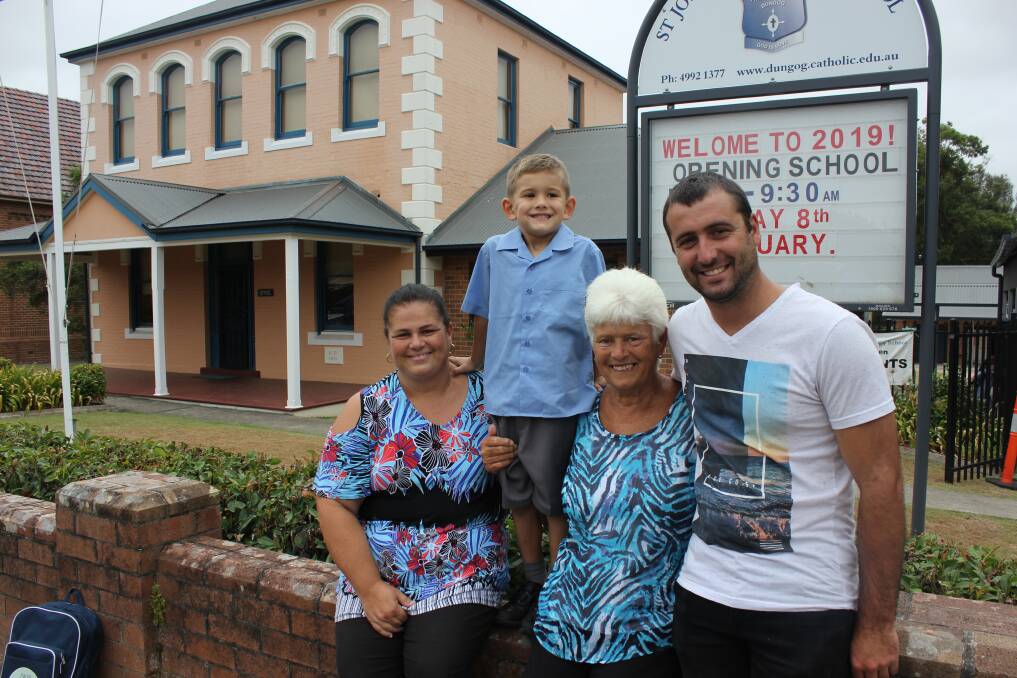 FAMILY TIES: Simone Smith, Caleb Flannery, Michelle Trappel and Rhys Flannery at St Joseph's Primary School Dungog. Picture: Michelle Mexon