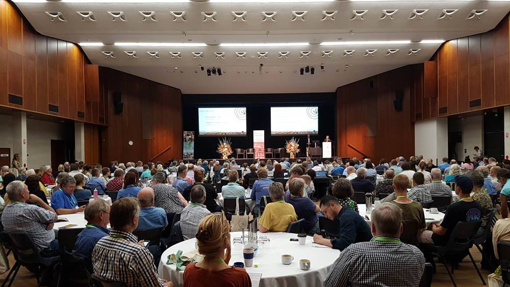 Chance to present: A packed house at the 2019 Landcare and Local Land Services conference in Broken Hill.