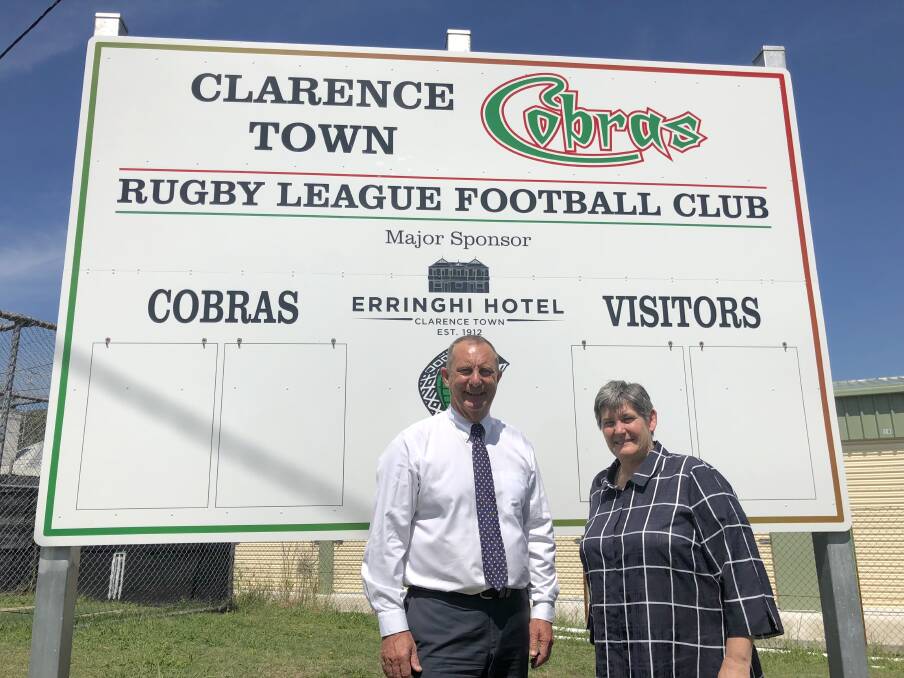 Mr Johnsen and Mayor Tracy Norman at Clarence Town.