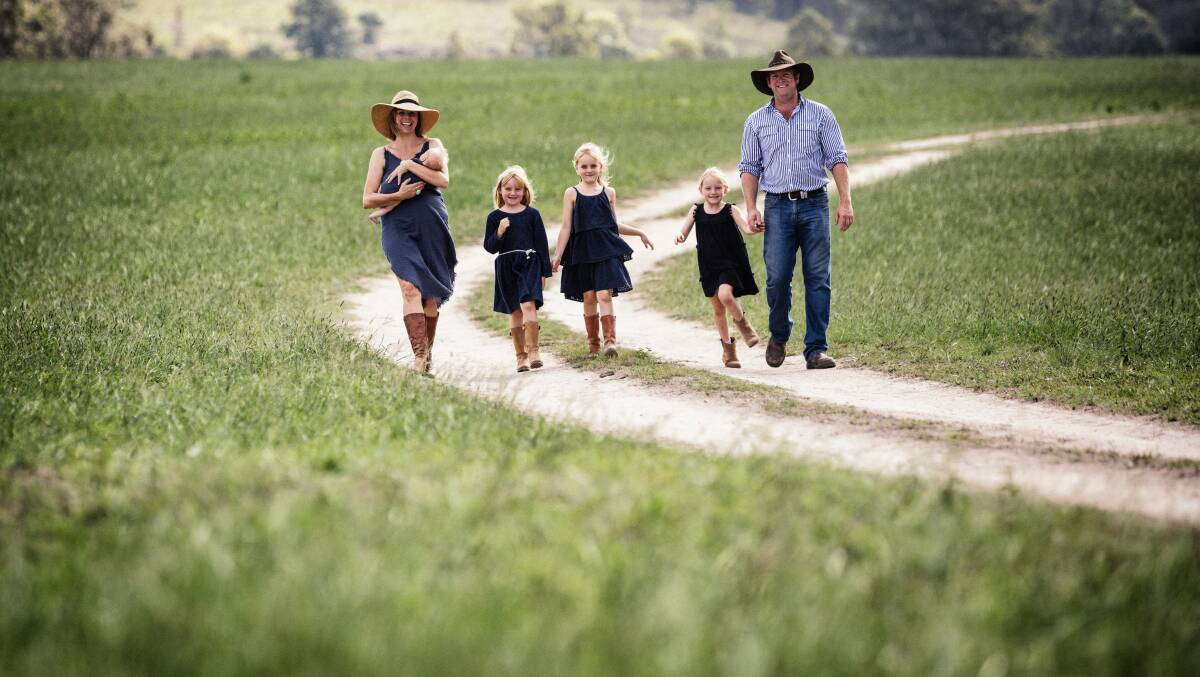 FAMILY BUSINESS: Jane and Daniel Maroulis and daughters on their East Gresford property.