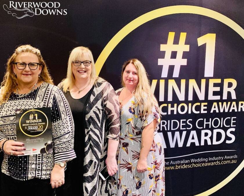 Winners are grinners: Riverwood Downs owner Rachael Carroll, marketing manager Michelle Ebbin and wedding co-ordinator Sally Lyall.