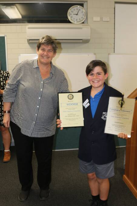 WINNER: The adjudicators, Rotarian Alan Mitchell, Cr Kate Murphy and Dungog Mayor Tracy Norman (pictured above with Kendall) spoke in glowing terms of the speakers.