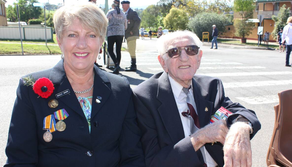 DIGGER: Bruce Shelton, pictured with his daughter Lynette at the 2019 Dungog ANZAC Day service. His family has thanked the community for their condolences.