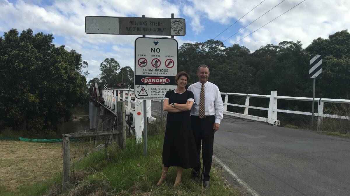 FUNDING: Minister Melinda Pavey with Upper Hunter MP Michael Johnsen at the Brig O'Johnston Bridge at Clarence Town.