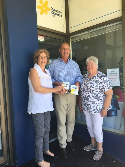 CANCER CAMPAIGN: Lyn Moseley, Michael Johnsen MP and Margaret Jones with the postcards.