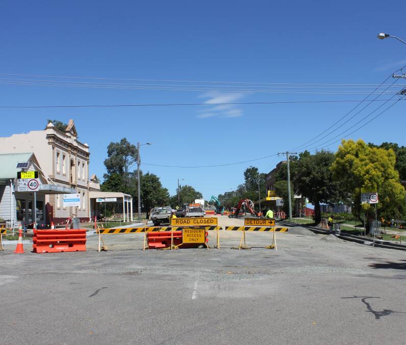 Progress: Dungog Shire Council's work on improving Dowling Street between Mary and Mackay Streets is due to be complete by June 30.