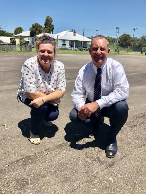 Tracey Lowrey and Michael Johnsen at the Dungog netball courts.