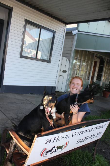 IT"S TIME: Dungog Veterinary Hospital Vet Lucy Miller with her pooches Arrow and Dart.
