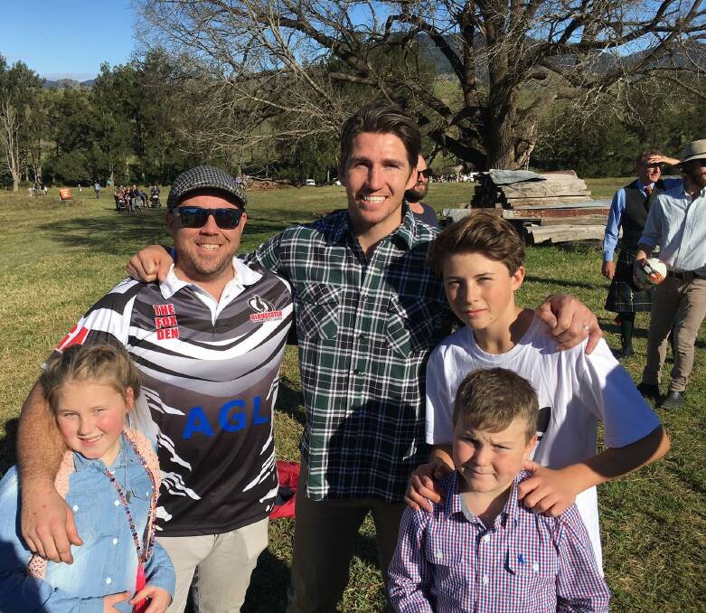 Day for Derek: Perth Wildcats captain and Gloucester native Damian Martin with Shaun, Charlize, Riley and Preston Kerry. Photo: Shaun Kerry.