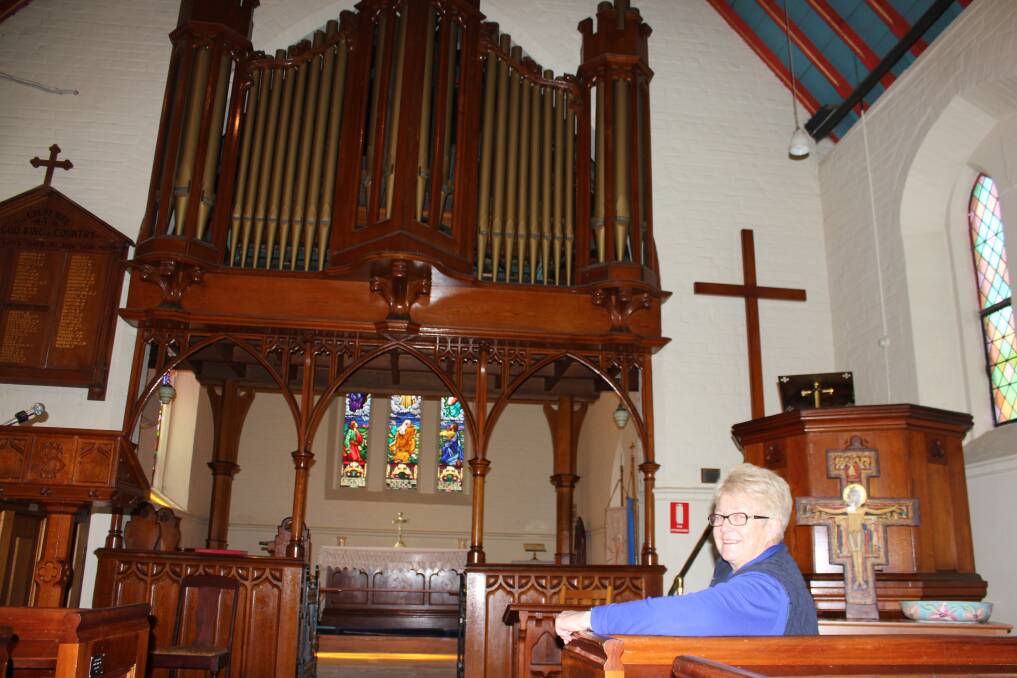MILESTONE: Rector's Warden Ros Hooke in Christ Church - the beautiful organ was purchased with funds donated by her husband's father - Mr TE Hooke.