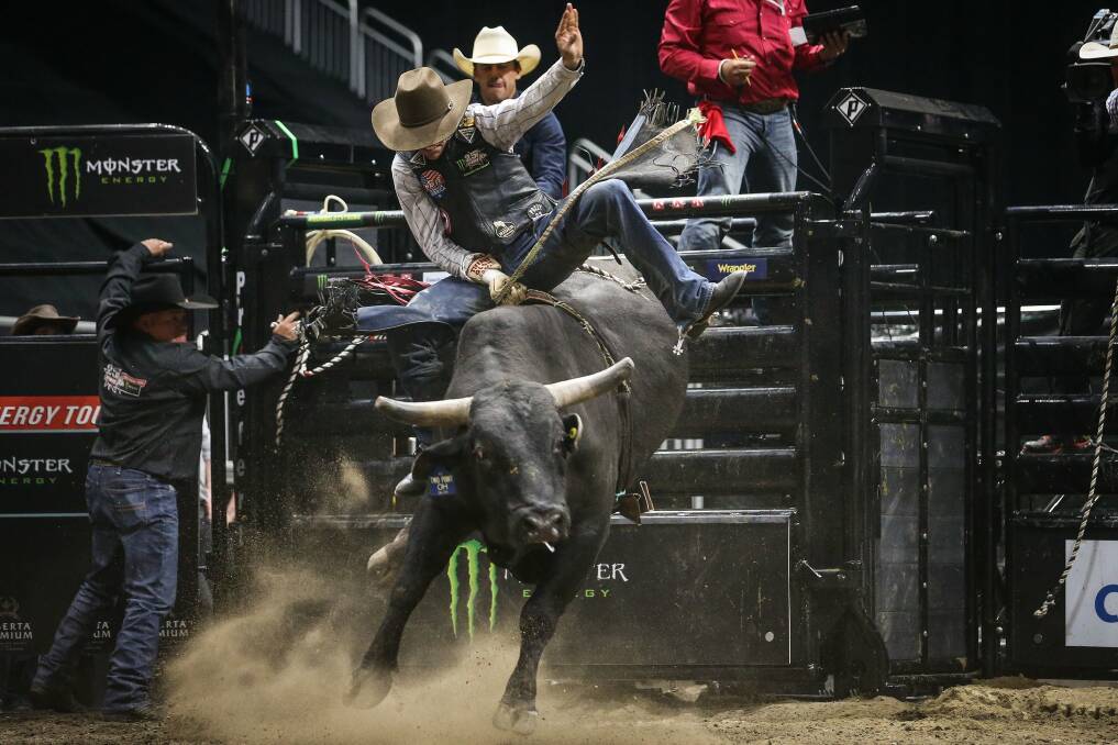 TITLE HUNT: Lachlan Richardson demonstrates the riding skills which almost made him the first Australian to win the PBR Canada Championship. Picture: Covy Moore