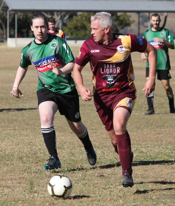 Andre Stengl, pictured last season, scored the equaliser for Dungog in their 2-all trial match draw against Tenambit. Picture supplied.