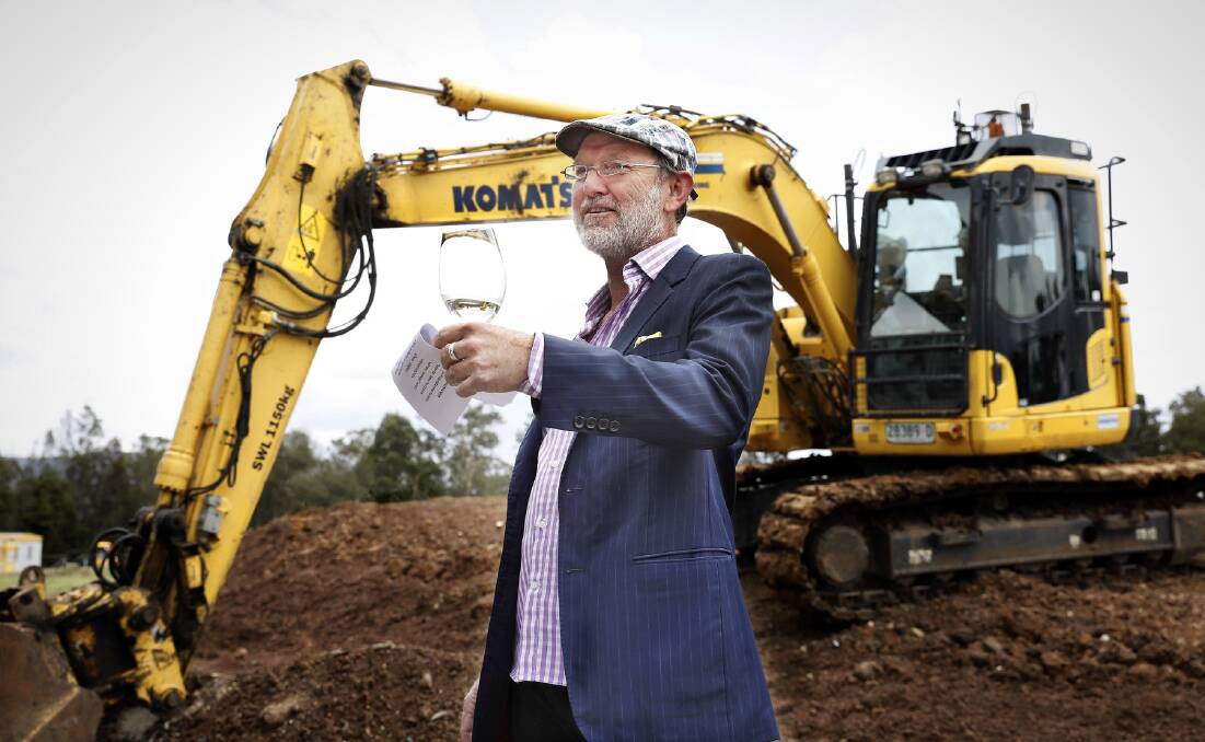 TO THE FUTURE: Iain Riggs at the sod-turning for Brokenwood's new cellar door in November last year. Picture: Chris Elfes