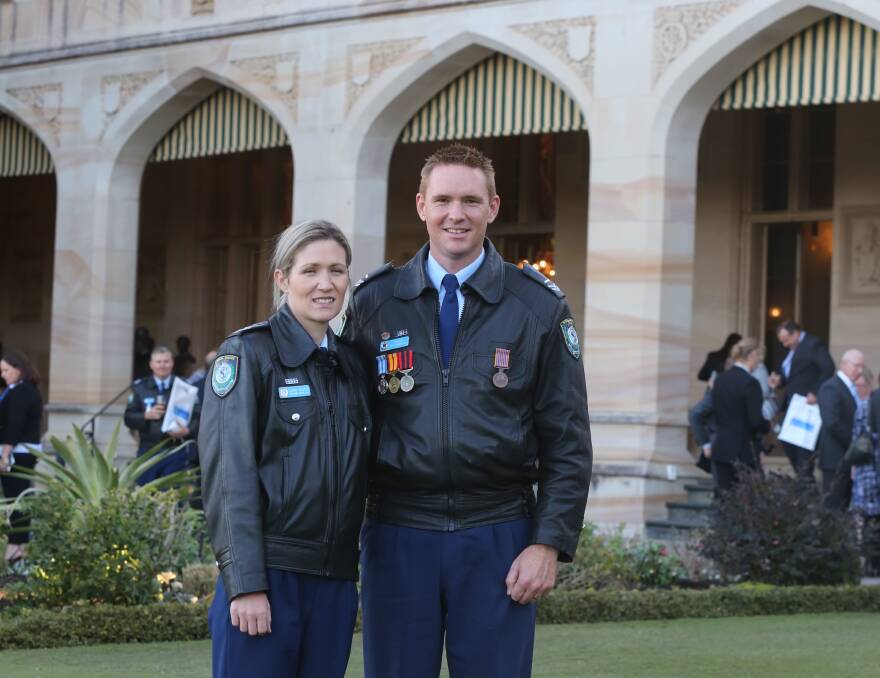 Senior Constable Mitchell Parker with his wife Senior Constable Sarah Gentle.    