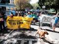 A rally in Newcastle on Sunday called for logging of native forests to end. Pictures supplied   