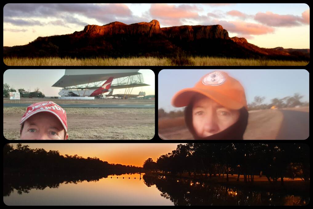Making yourself get out of bed to run in freezing temperatures at dawn is worth it when you get to see sights like these - Springsure's Virgin Rock, the majestic Boeing 747-200 honouring the beginnings of Qantas at Longreach, and the Balonne River at St George.