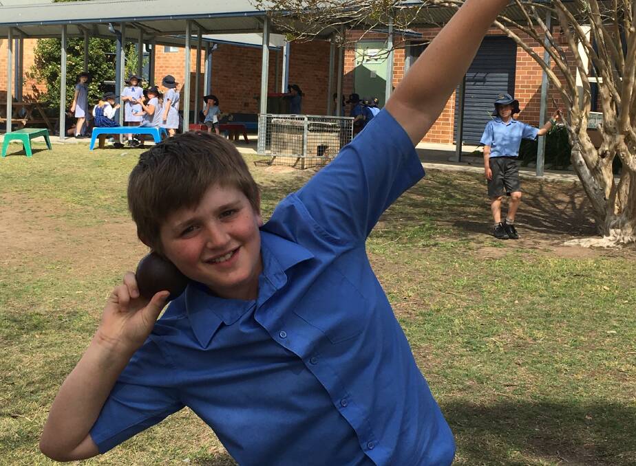 SKILLED: St Joseph's Primary School Dungog student Isaac Edwards finished fourth in shot put at the Polding athletics competition at Hunter Sports Centre on Friday.