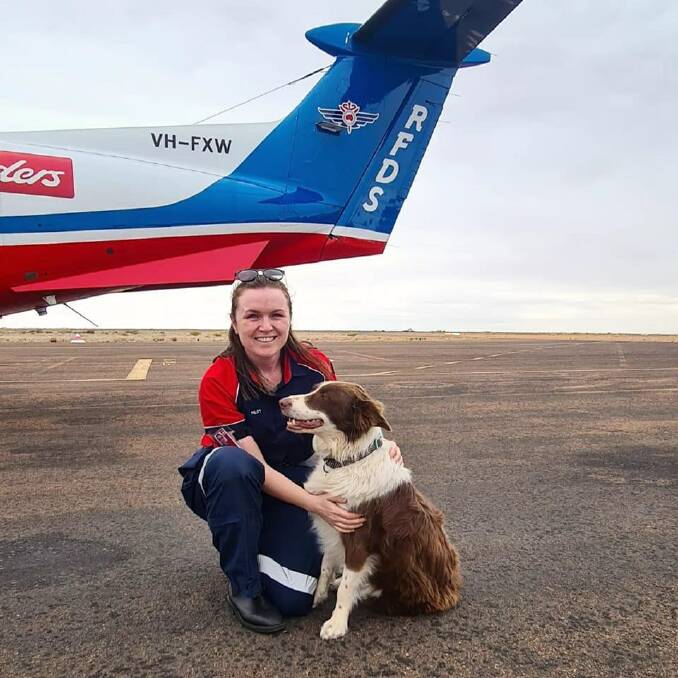 A refuelling stop over at Coober Pedy, SA gives RFDS pilot Laura Koerbin a chance to meet up with Lou, owned by the (female) aviation refueller on site. Picture supplied
