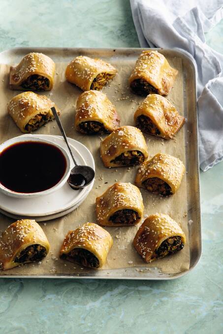Pumpkin, chickpea and sage "sausage" rolls. Picture by Alan Benson