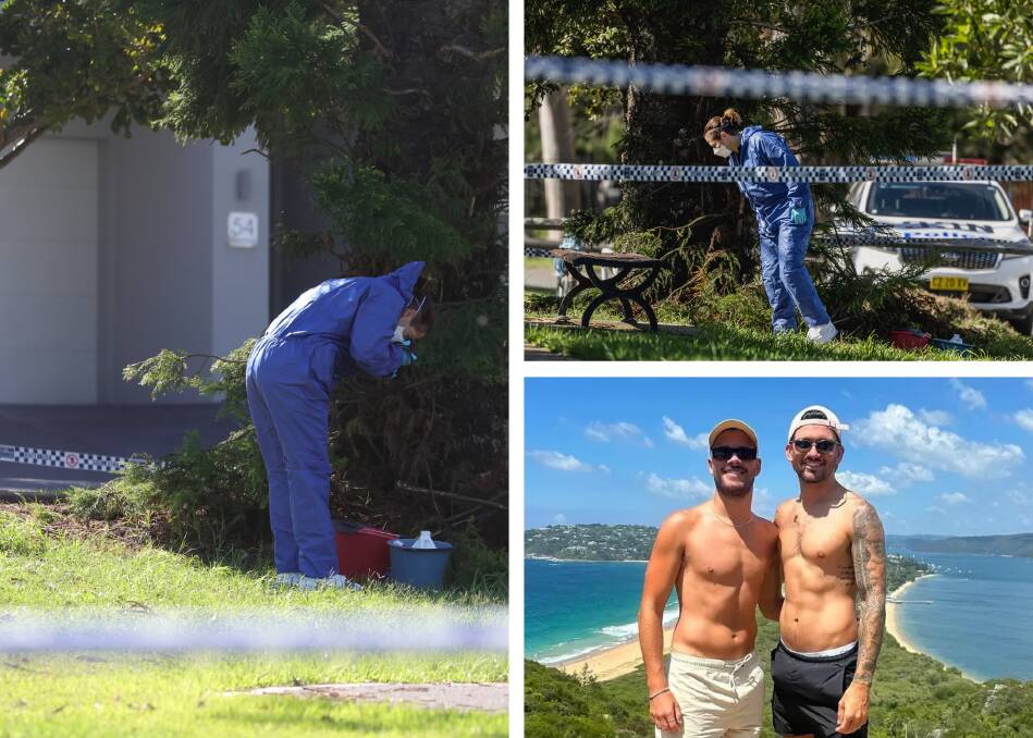 Officers combed an area at Lambton last week in connection with the alleged murders of former TV presenter Jesse Baird and his partner Luke Davies. Pictures by Marina Neil, Instagram/ABC