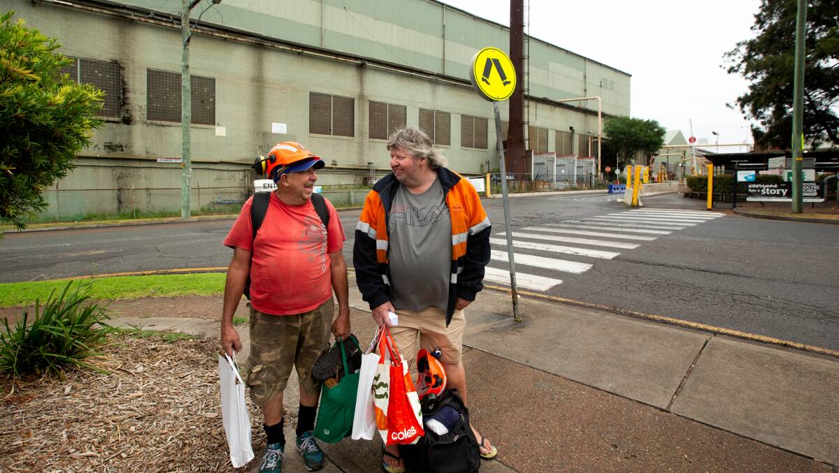 Paul Johnson and David Archer left the Molycop bar mill at Waratah for the last time in December. Picture by Jonathan Carroll