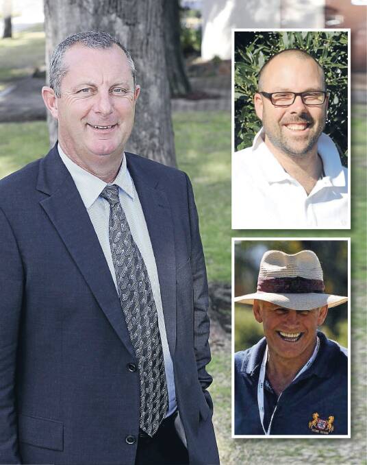 Challenge: Upper Hunter MP Michael Johnsen (left) with preselection challengers James Burns (top) and Ollie Hall.