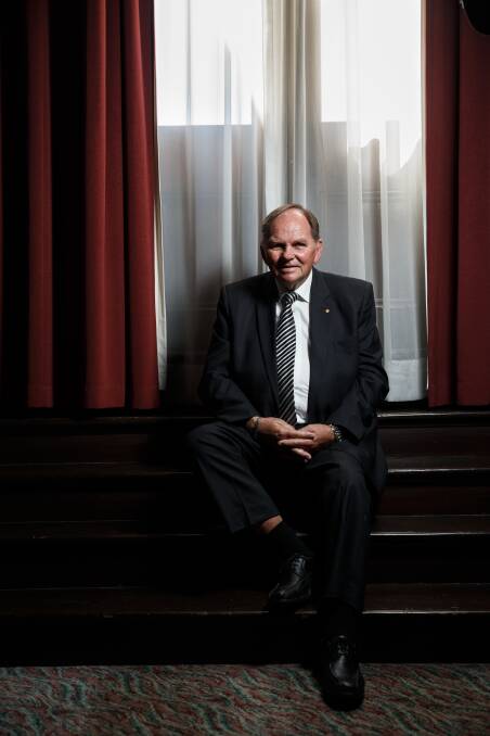 REFLECTING: Peter Blackmore in Maitland Town Hall, where he has served as a councillor and mayor for almost three decades. Picture: Max Mason-Hubers