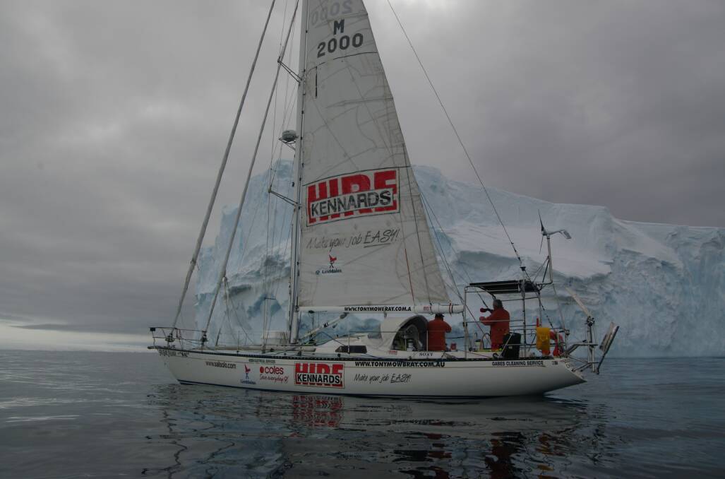 "Solo Globe Challenger" negotiating an iceberg in Antarctica. Picture: Courtesy, Graham Murphy