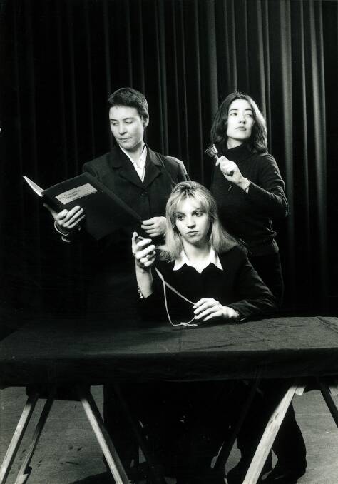 Jacqui Hemsley, on the left, rehearsing a one-act play at the Dandenong Community Arts Centre, Victoria, in 2000. Picture: Supplied