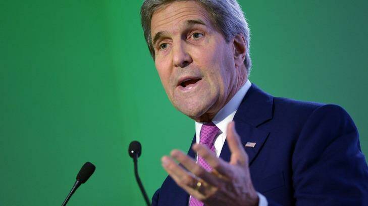 US Secretary of State John Kerry speaking at the conference.
