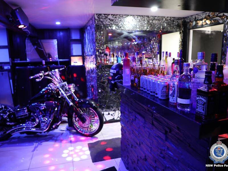Police found a Mongols bikie gang-themed bar during the cross-border operation. (PR HANDOUT IMAGE PHOTO)