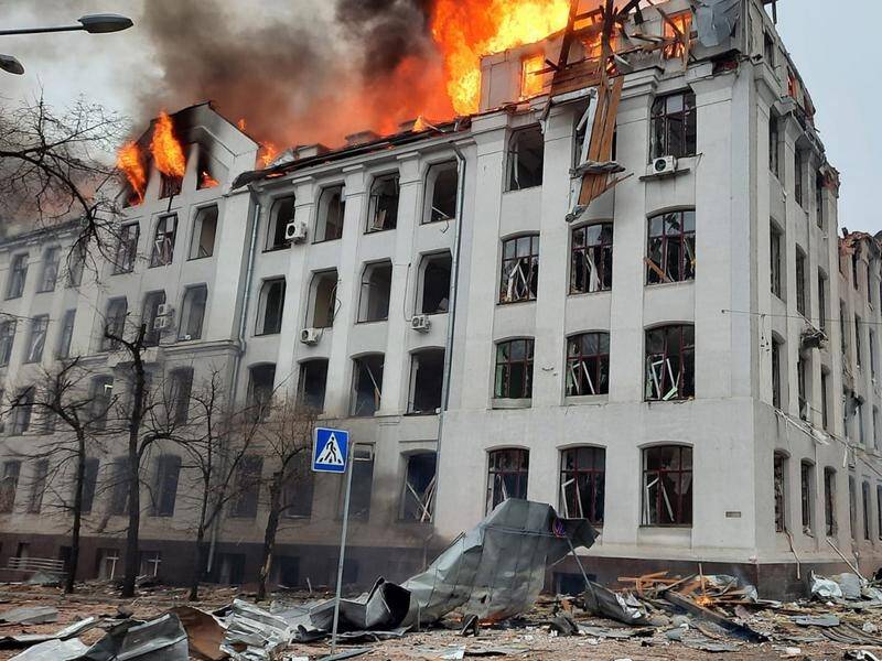 Russia has bombarded the Ukrainian city of Kharkiv, as the UN denounces the invasion.