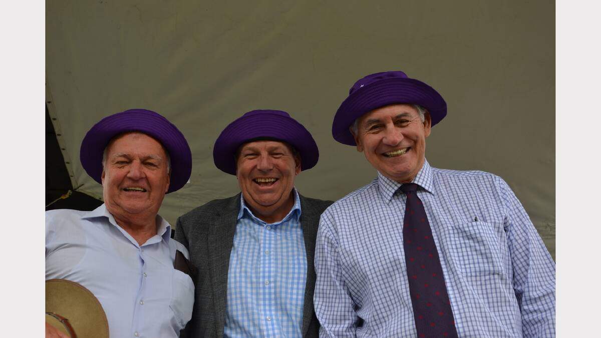 A bit of fun - Dungog mayor Harold Johnston, Federal Member for Paterson Bob Baldwin and State Member for Upper Hunter George Souris