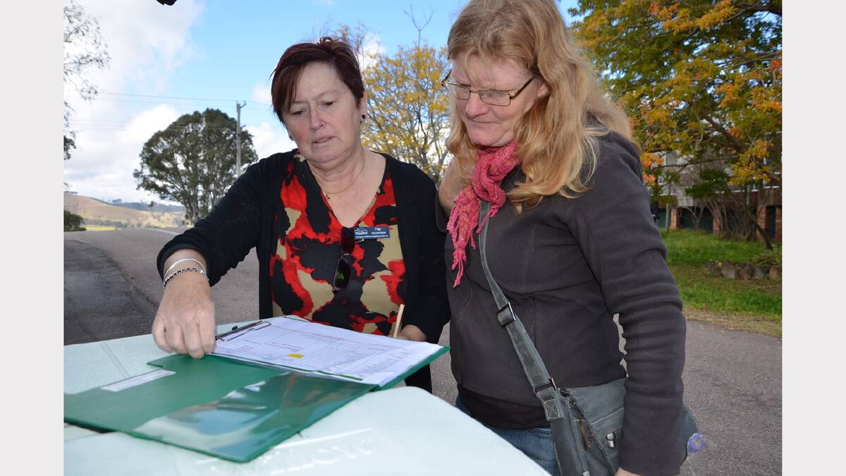 Volunteers Faye Morley and Kathryn Wittmann checking off the meal orders
