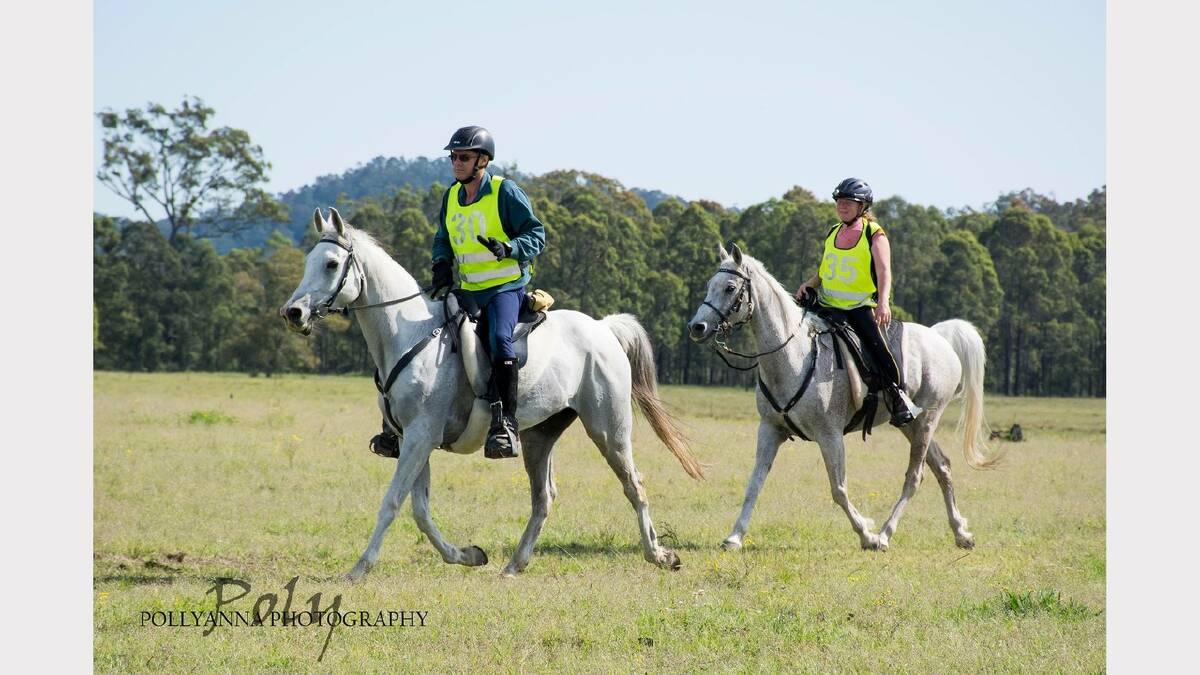 Dean Walkom from Woodville riding Santander Aladdin and Melanie Anderson from Clarence Town  riding Ausden Kon Tiki