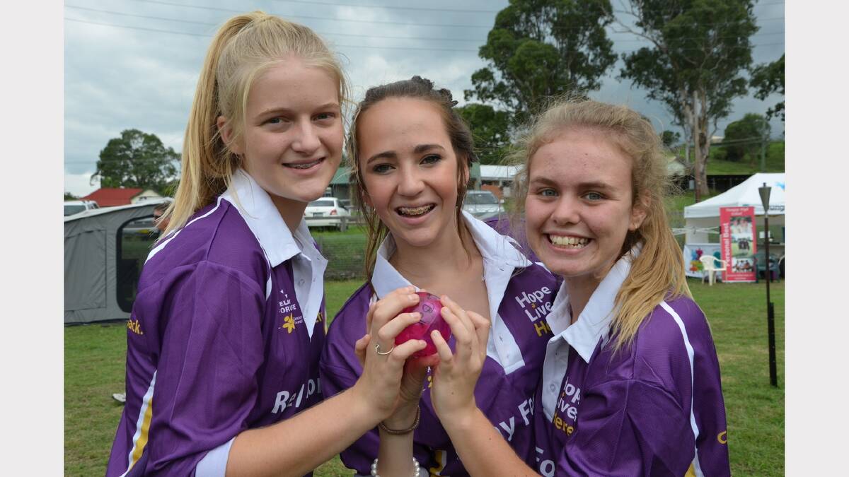 Jorja  Lambert, Rachel Cunningham and Courtney Shoobridge who carried the Relay ball for part of the event