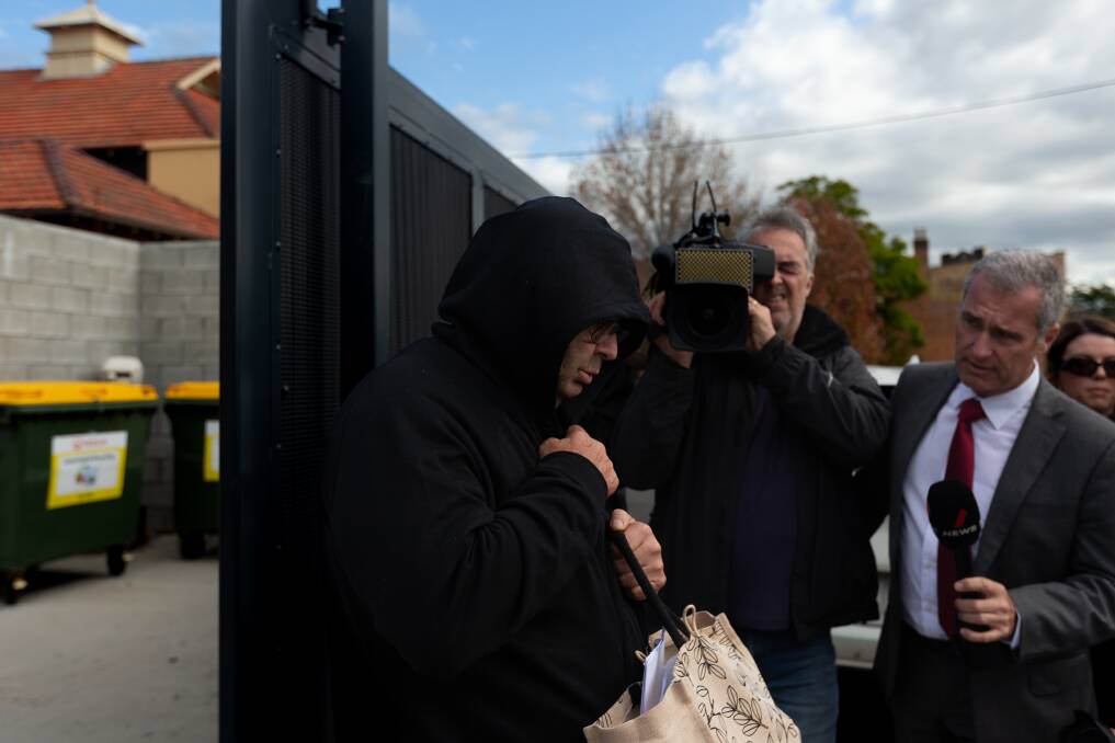 Brett Andrew Button leaves Cessnock police station after being granted bail in June. Picture by Jonathan Carroll
