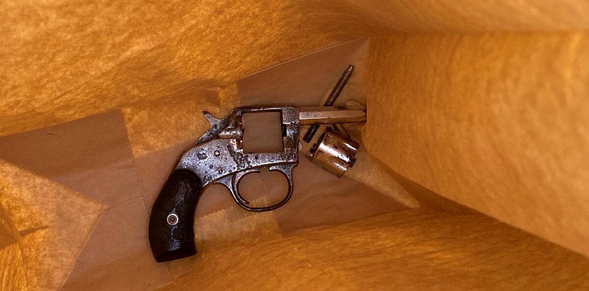 The loaded revolver found in Jordan Mitchell's car after a traffic stop at Heddon Greta last year. 